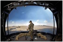 Soldier in immersive vehicle turret training simulator
