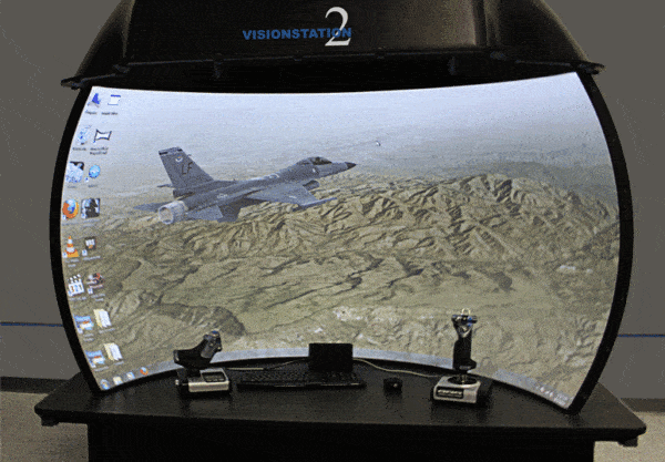 VisionStation2 immersive desktop display with flight simulator